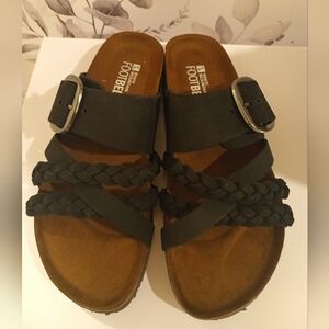 White Mountain Black Braided Sandals with Buckle